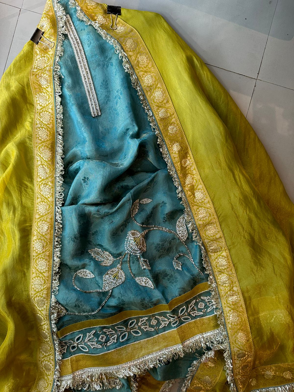 Beautiful self weaved Shirts on soft silk fabric with handwork Patti on the neck