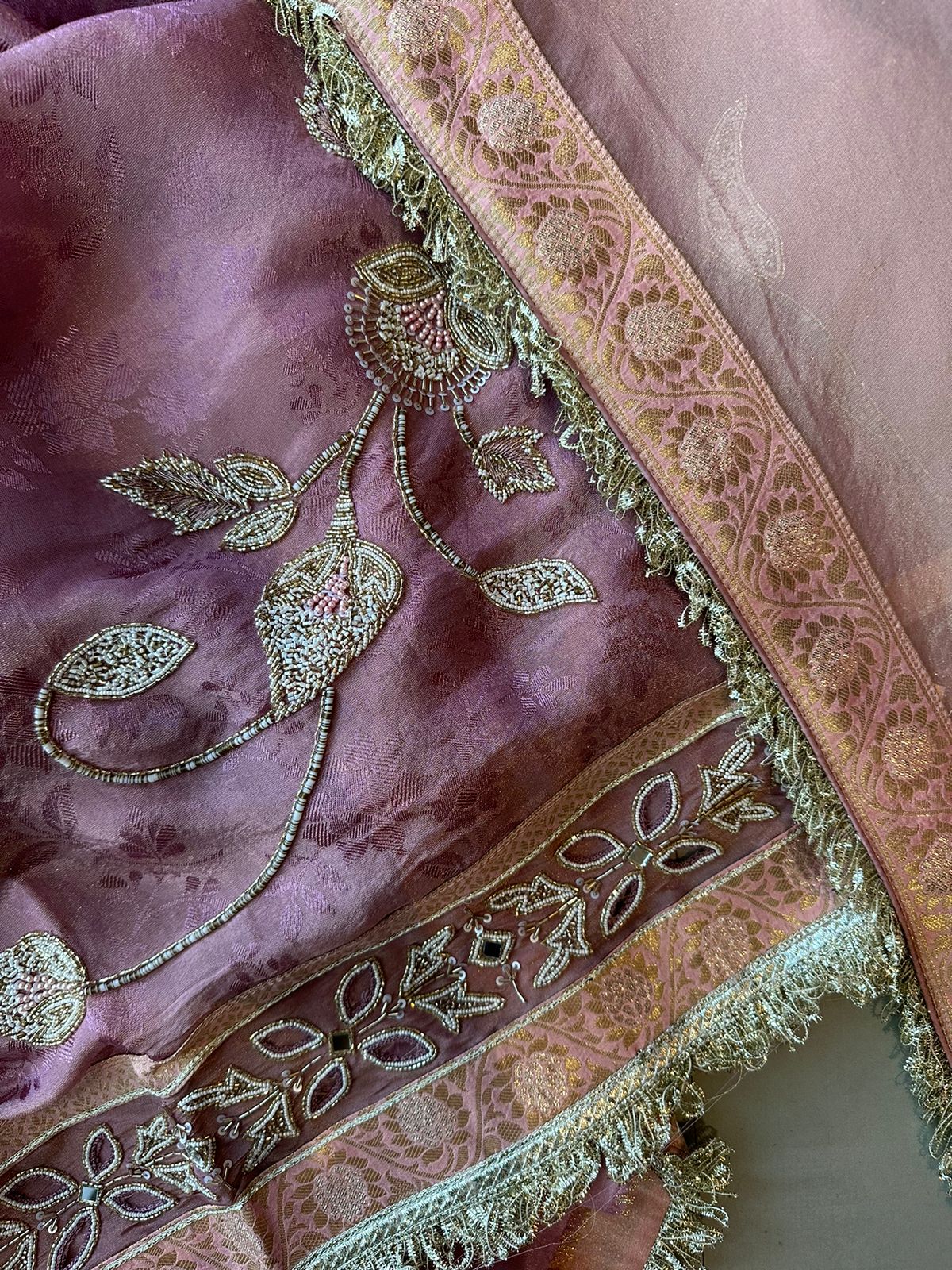 Beautiful self weaved Shirts on soft silk fabric with handwork Patti on the neck