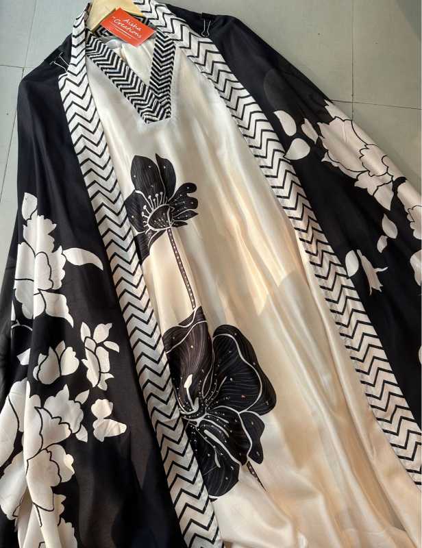 Pure silk shirt unstitched and full size shirt with very Beautiful handwork highlights on the neckline