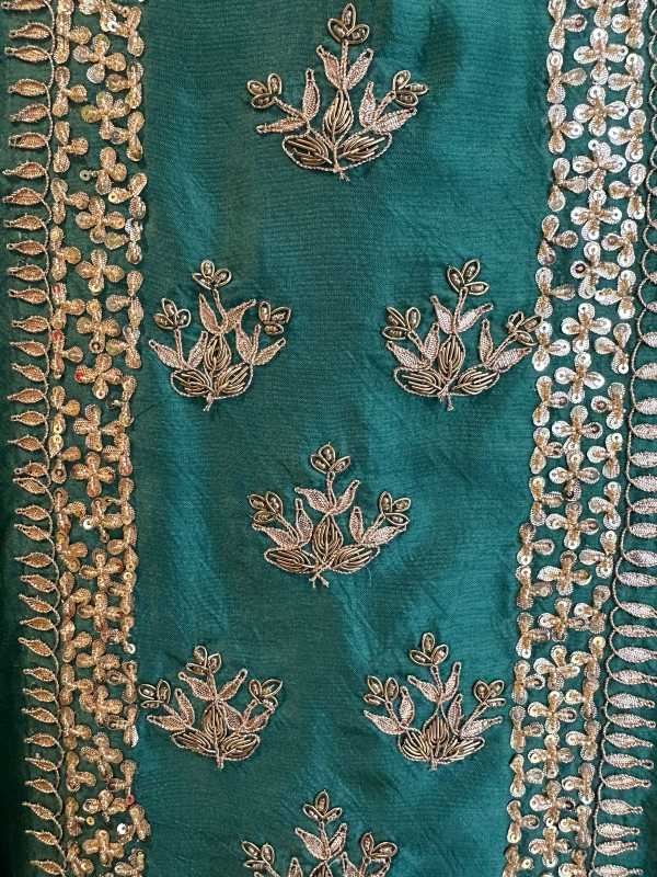 Pure mulberry silk shirt with very beautiful sequence dabka and gotta work on the neckline