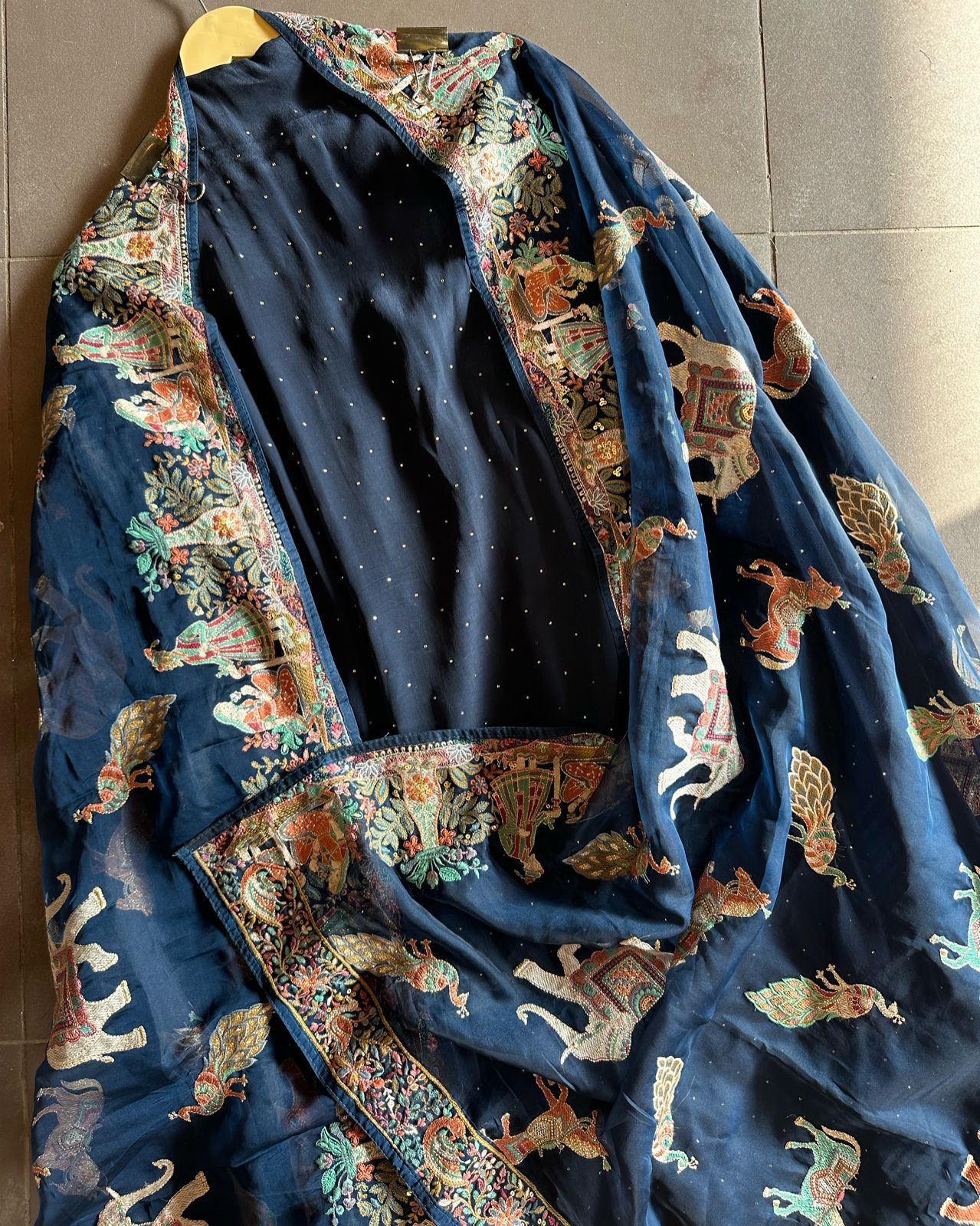 Pure Crepe silk shirt with complete swaroski highlights