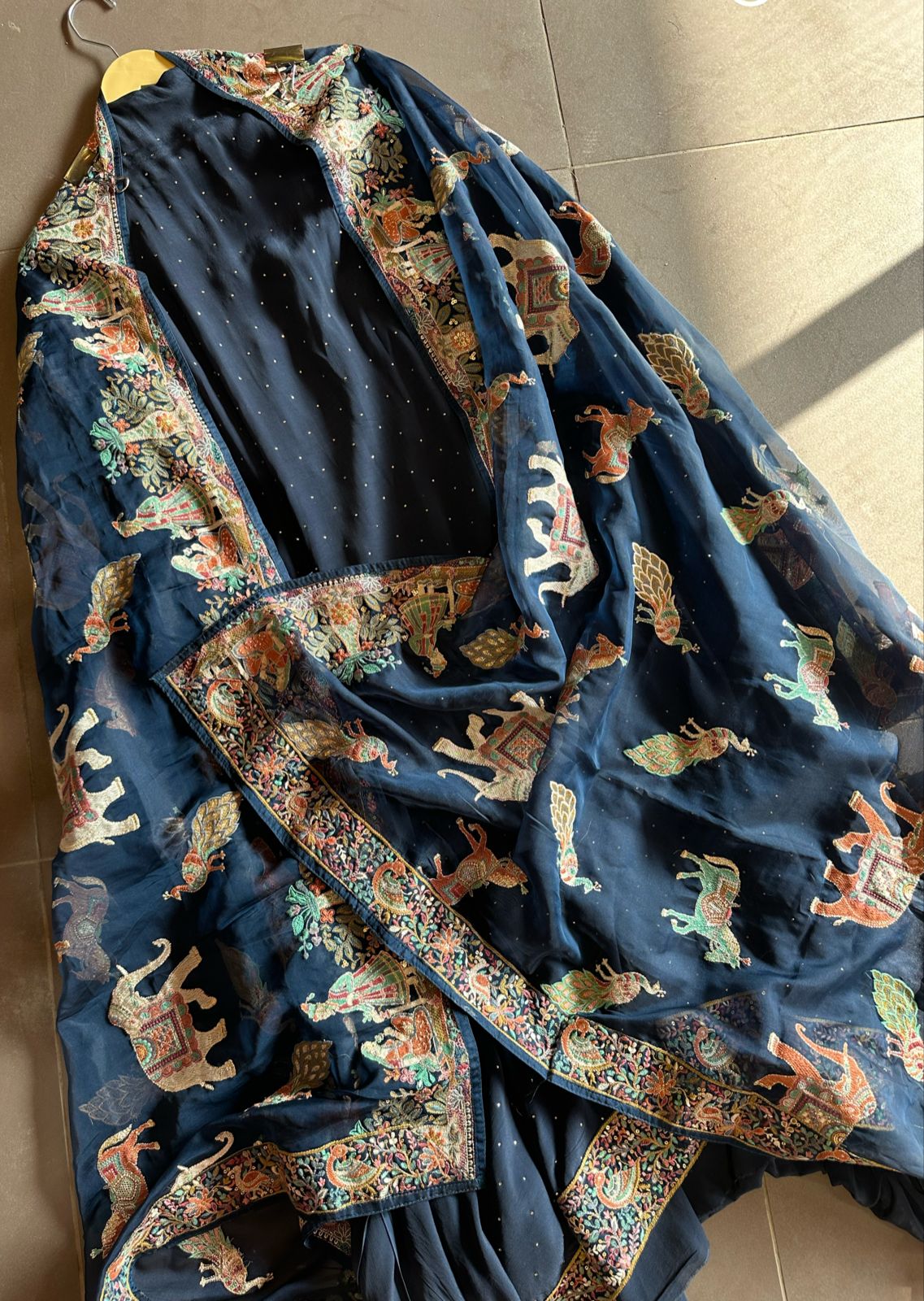 Pure Crepe silk shirt with complete swaroski highlights