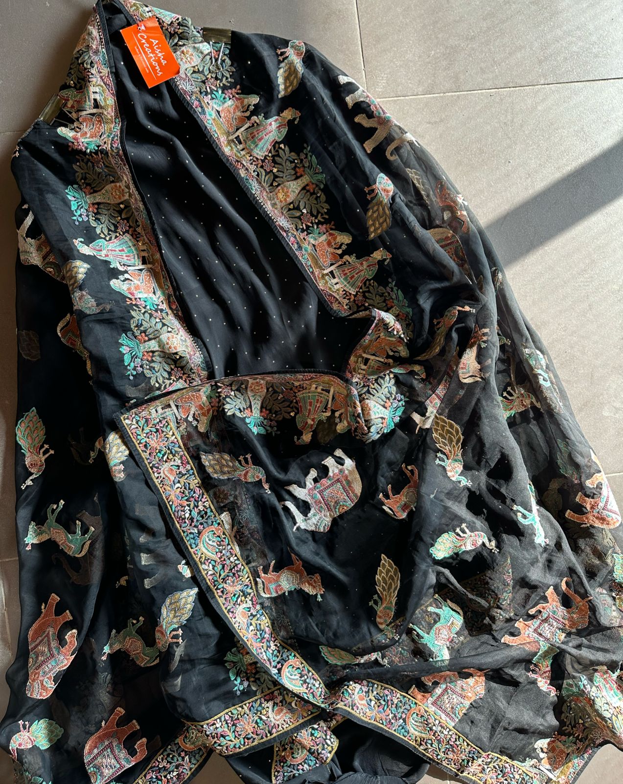 Pure Crepe silk shirt with complete swaroski highlights