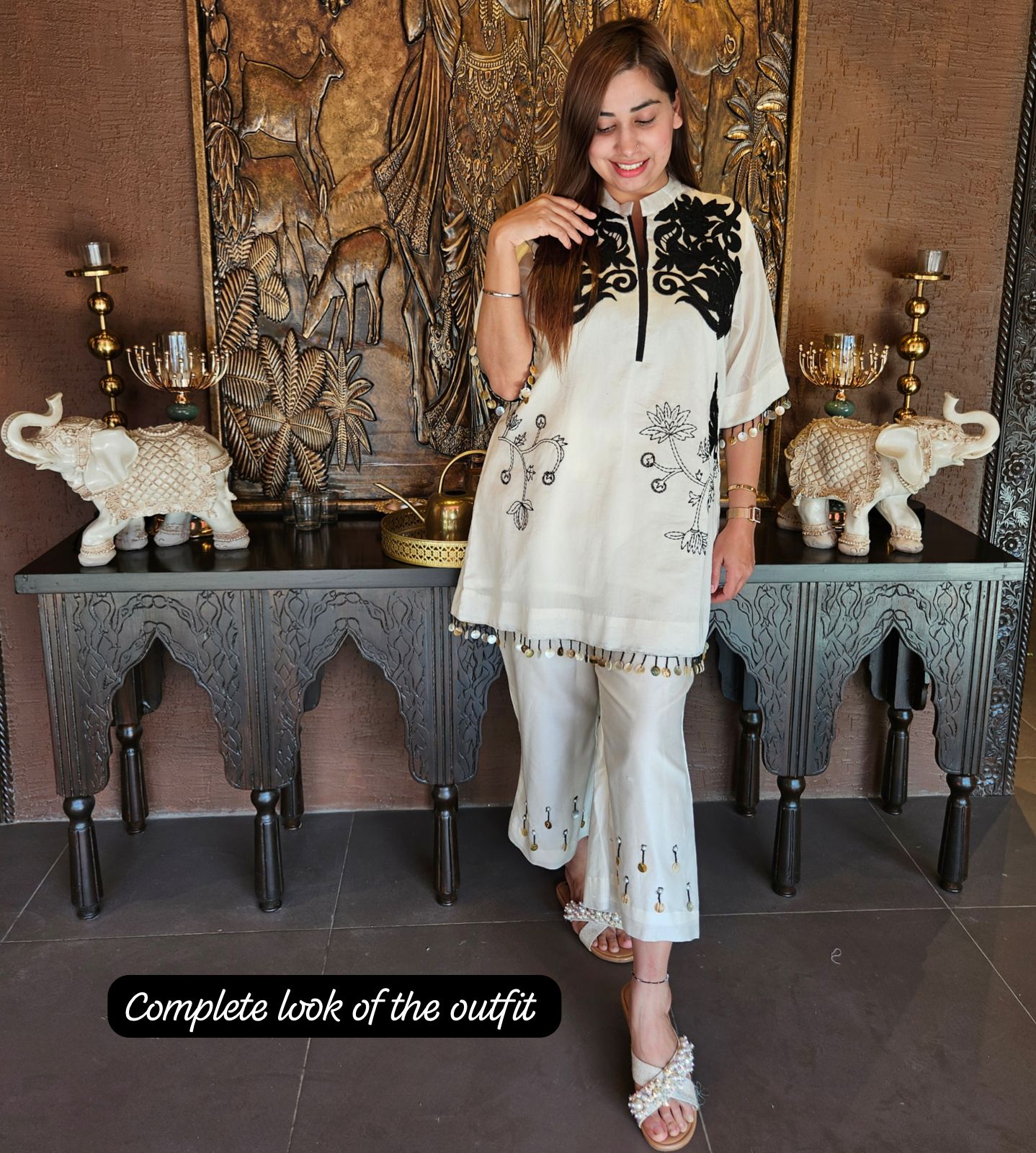 Pure chanderi silk very smart and designer Coord set with patchwork done