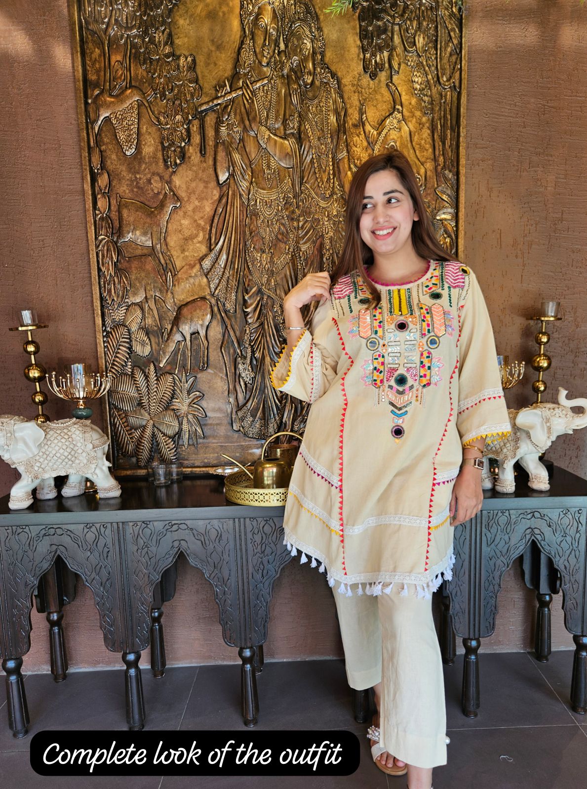 Pure khaadi cotton very fine Smart and designer Coord set with complete handwork