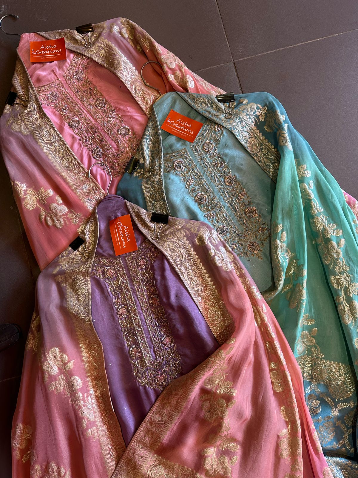 Pure silk shirt with beautiful Neckwork made from dabka Dori