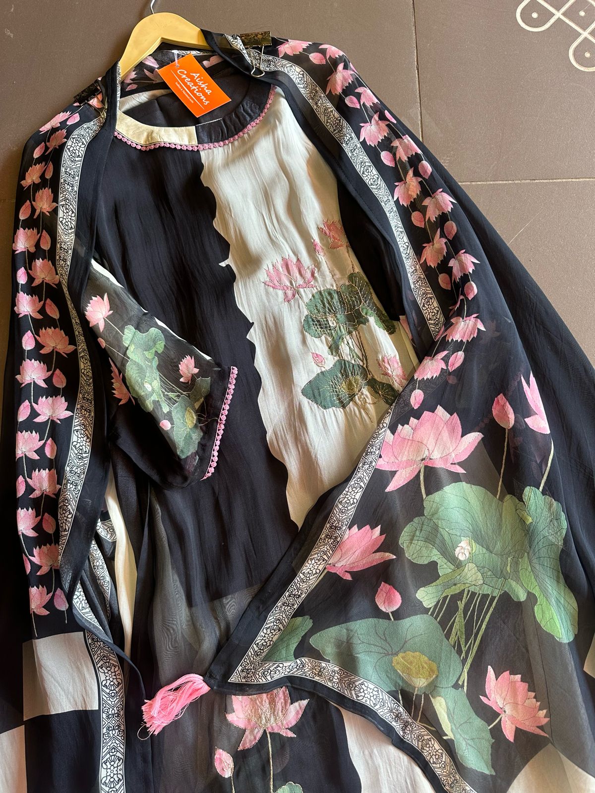 Soft organza digital printed shirt with beautiful Dori highlights