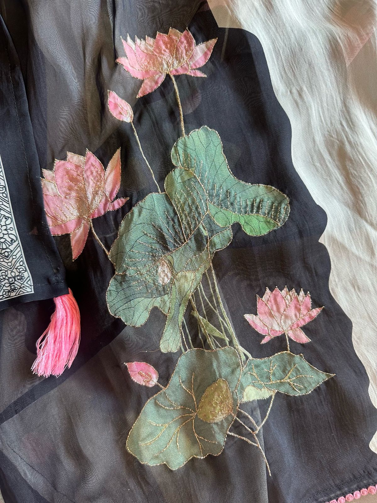 Soft organza digital printed shirt with beautiful Dori highlights