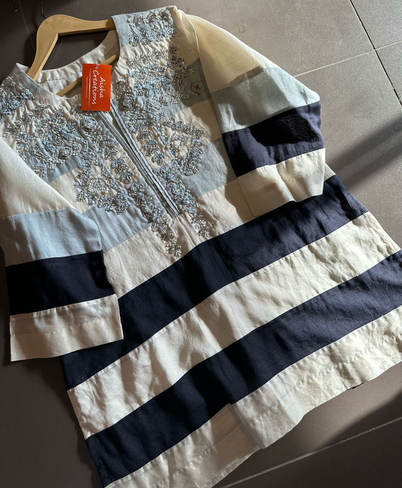 Pure cotton Chanderi Designer shirt with Beautiful Nalki