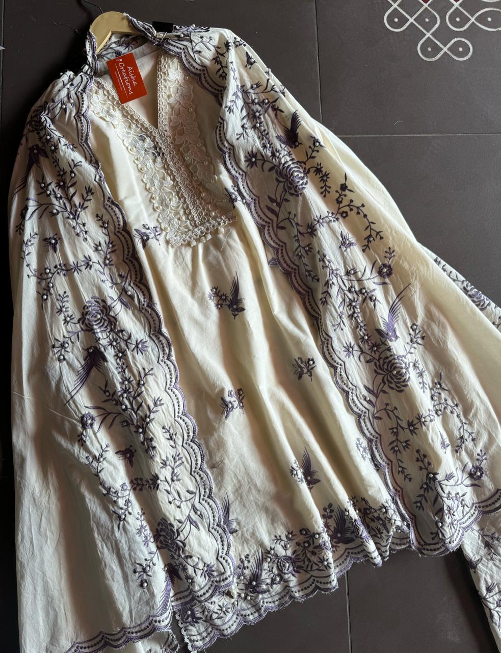 Pure cotton stitched shirt with a combination of hand and machine