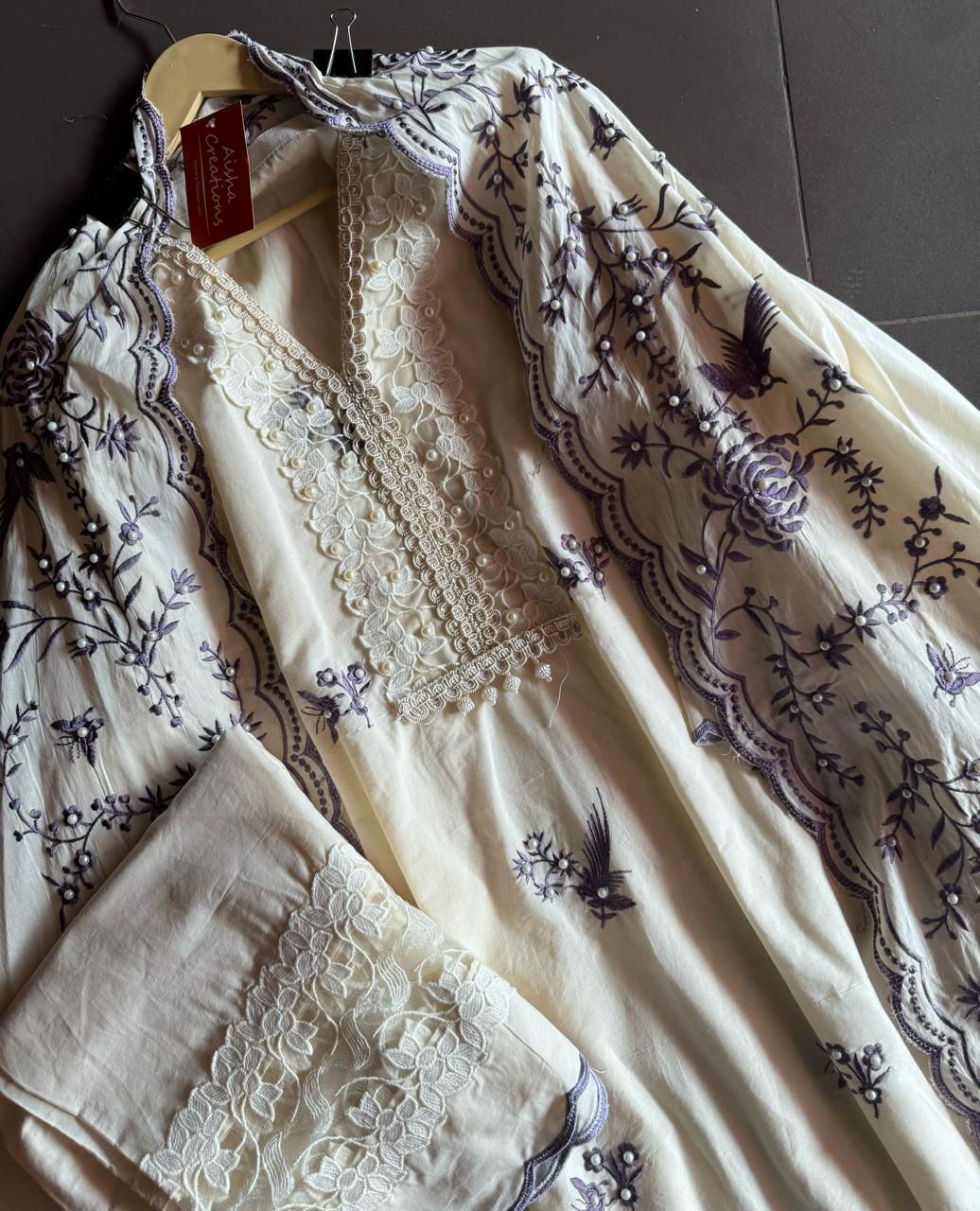 Pure cotton stitched shirt with a combination of hand and machine