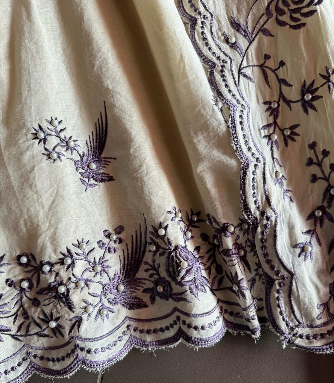 Pure cotton stitched shirt with a combination of hand and machine