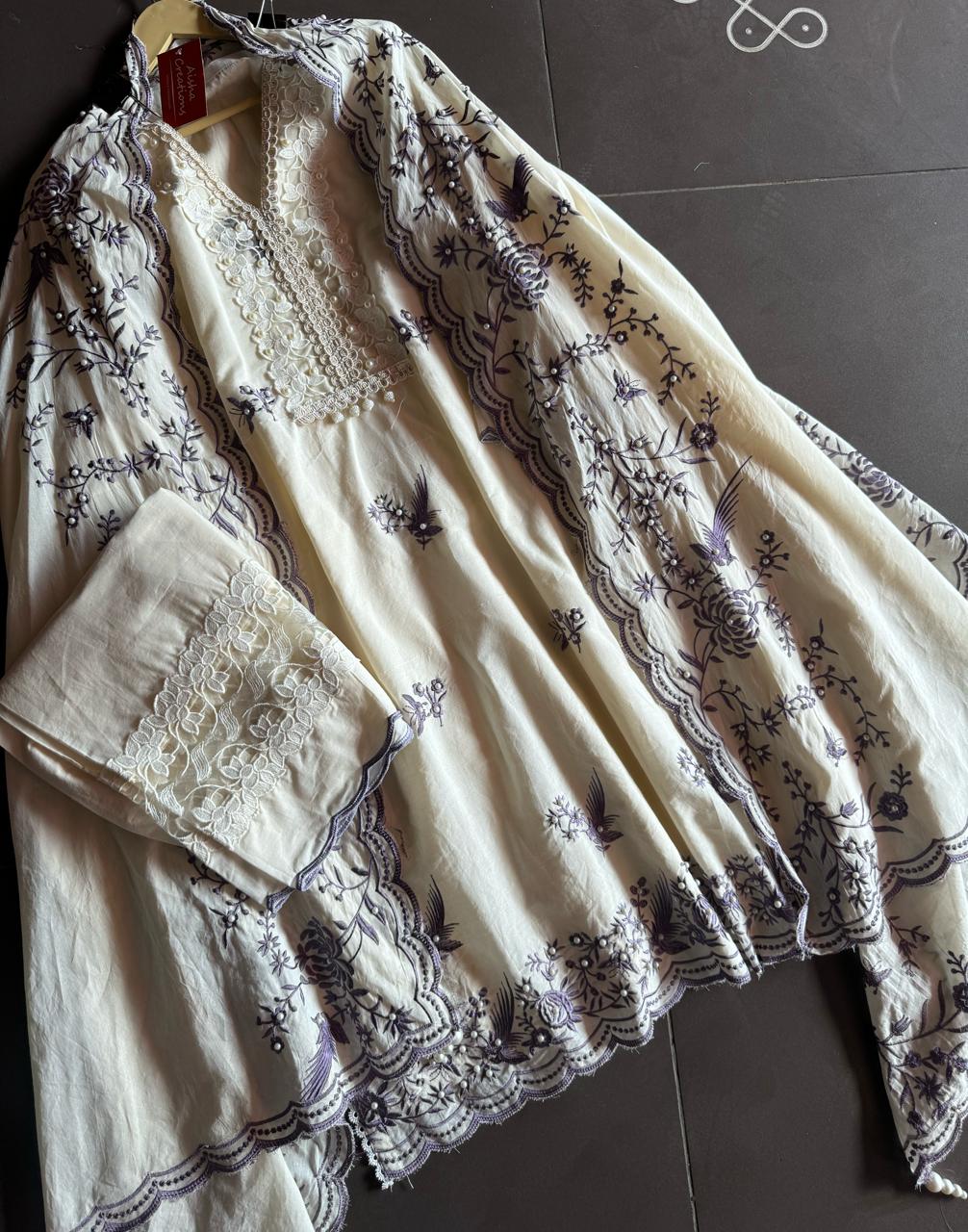 Pure cotton stitched shirt with a combination of hand and machine