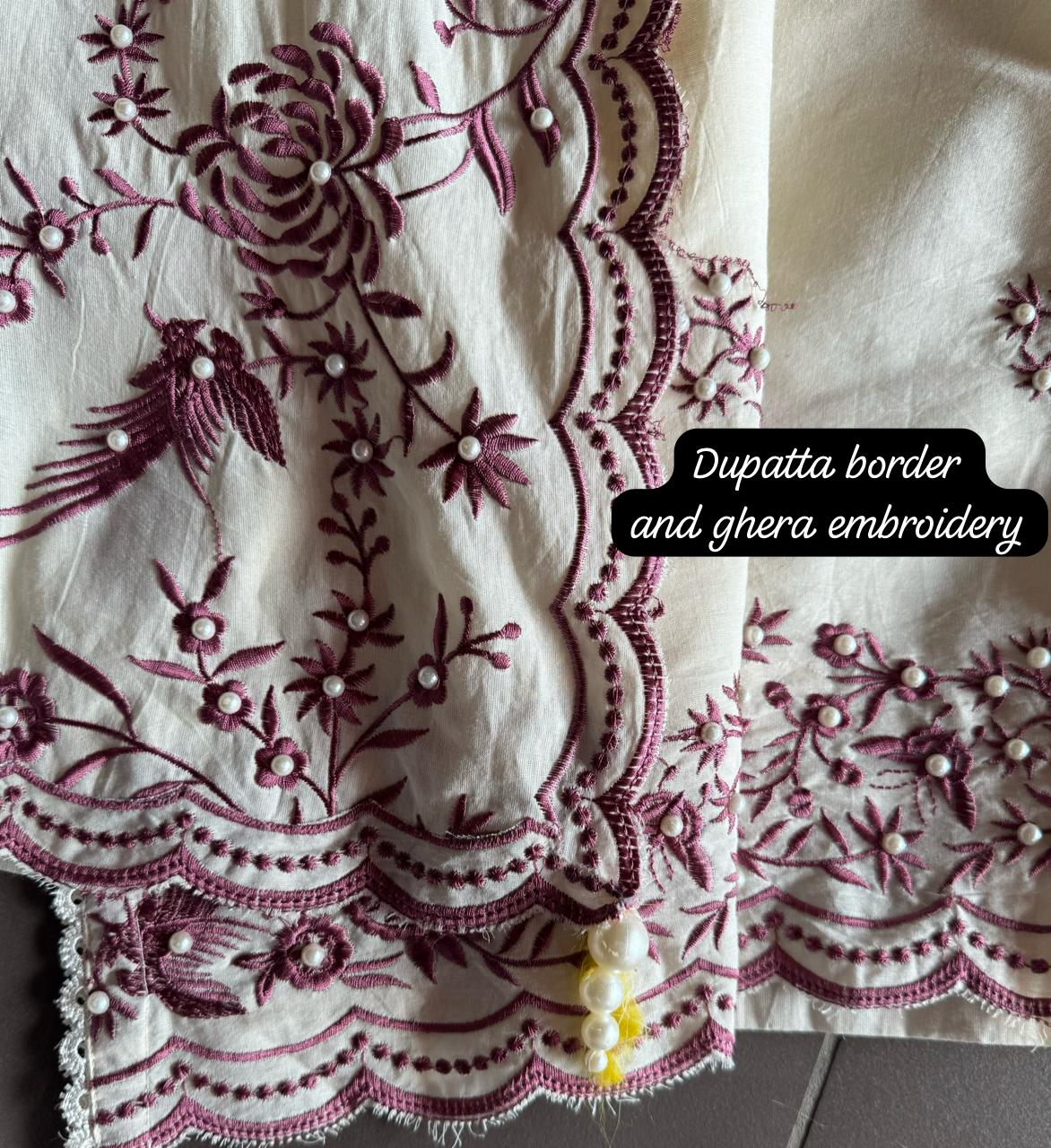 Pure cotton stitched shirt with a combination of hand and machine embroidery