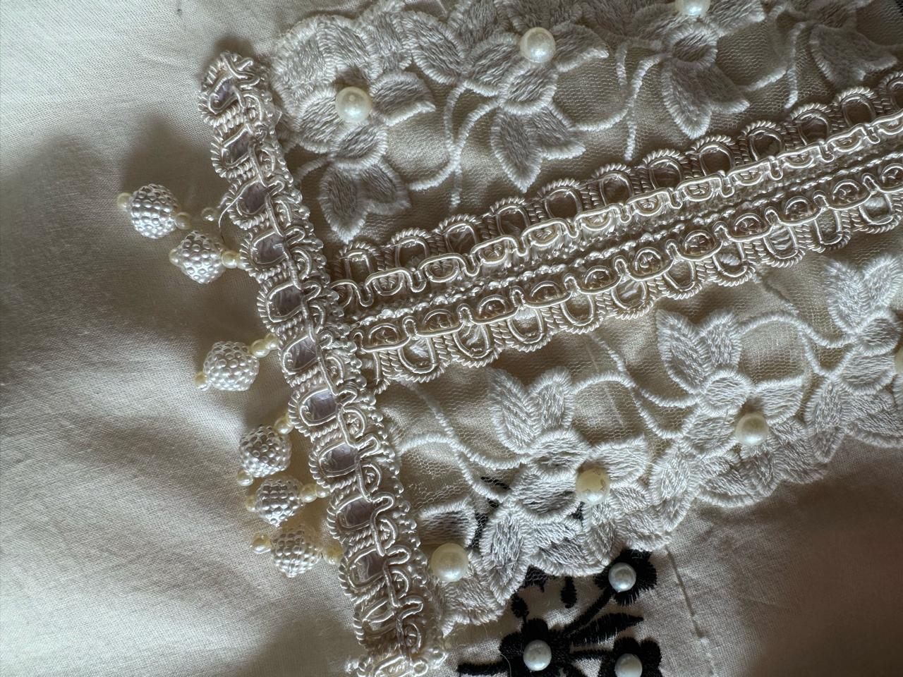 Pure cotton stitched shirt with a combination of hand and machine embroidery