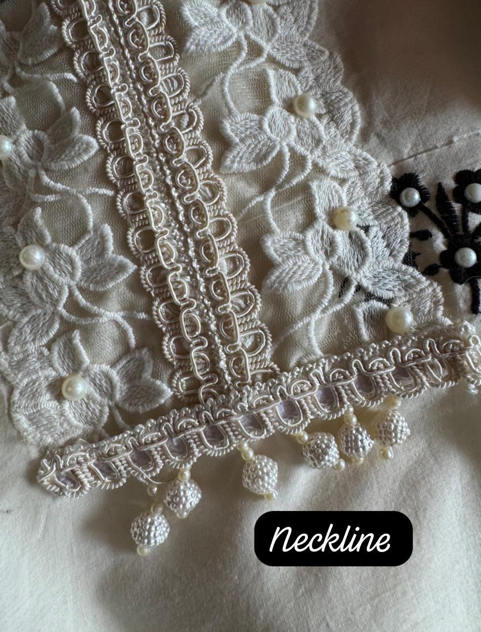 Pure cotton stitched shirt with a combination of hand and machine embroidery