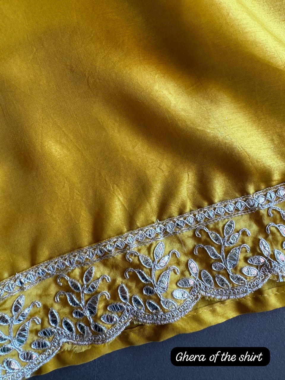 Pure silk shirt with Beautiful minimal Neckwork made with leather gotta