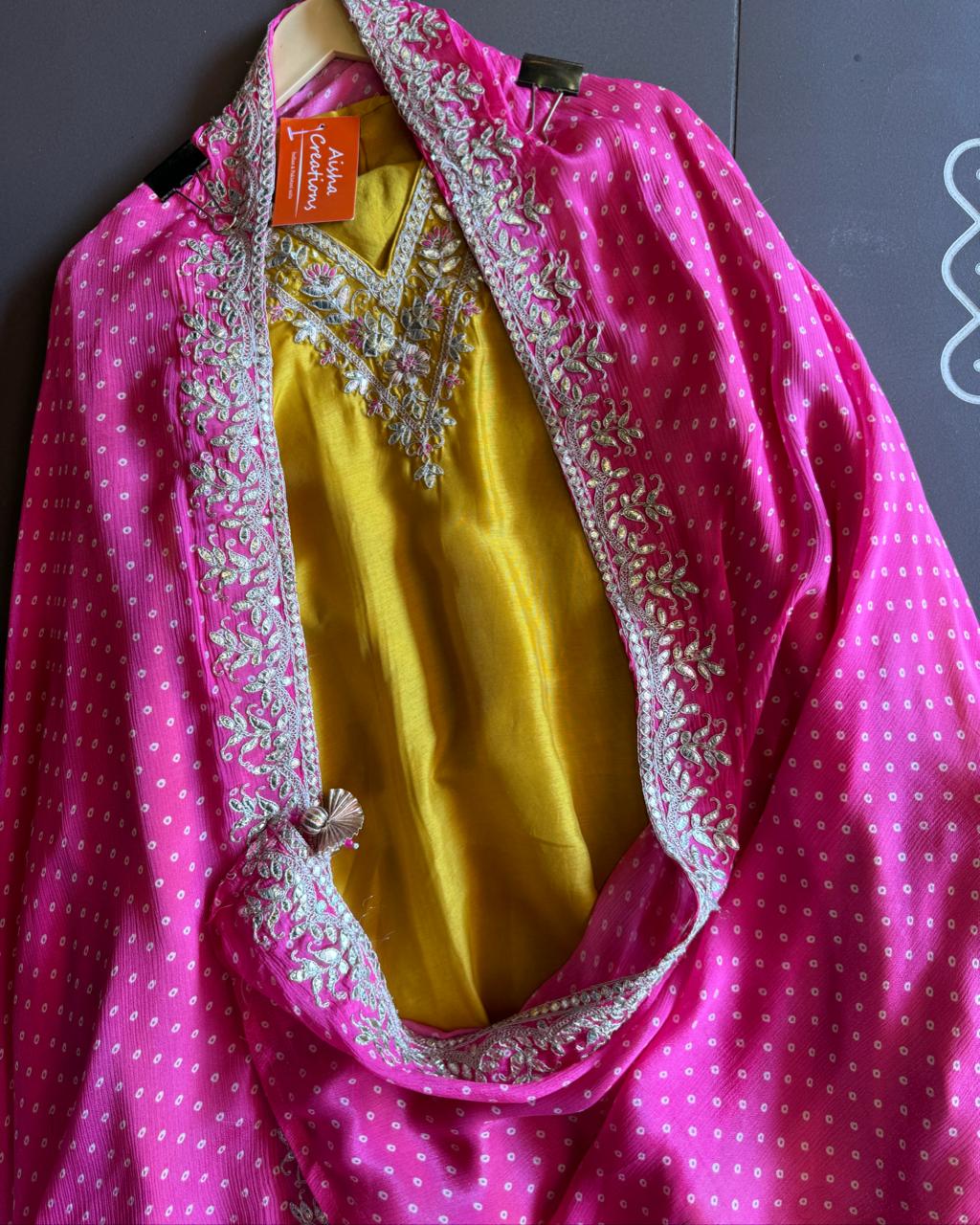 Pure silk shirt with Beautiful minimal Neckwork made with leather gotta