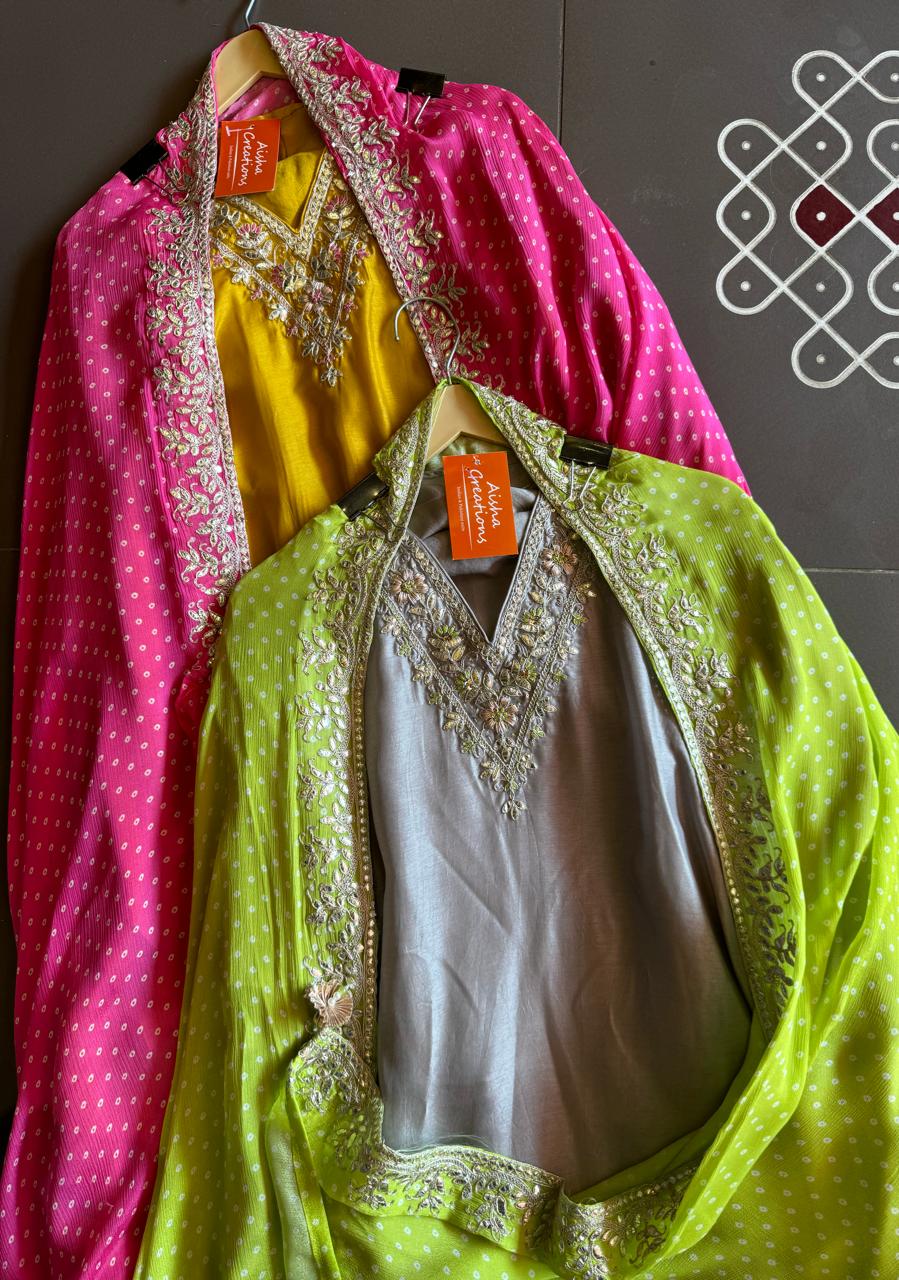 Pure silk shirt with Beautiful minimal Neckwork made with leather gotta