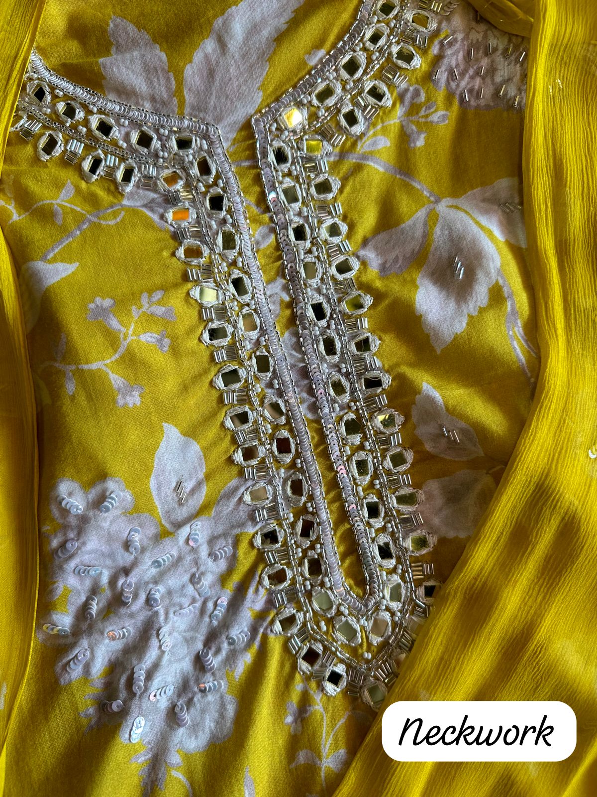 Pure cotton Shirt digital printed with very beautiful handwork highlights on the shirt