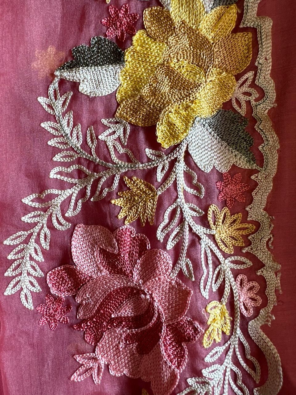 Soft cotton muslin shirt with mirror work  embroidery done on the neckline