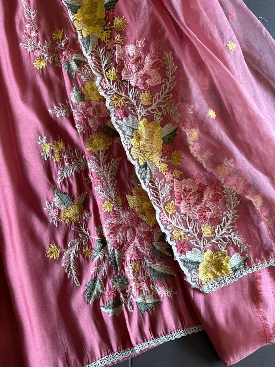 Soft cotton muslin shirt with mirror work  embroidery done on the neckline