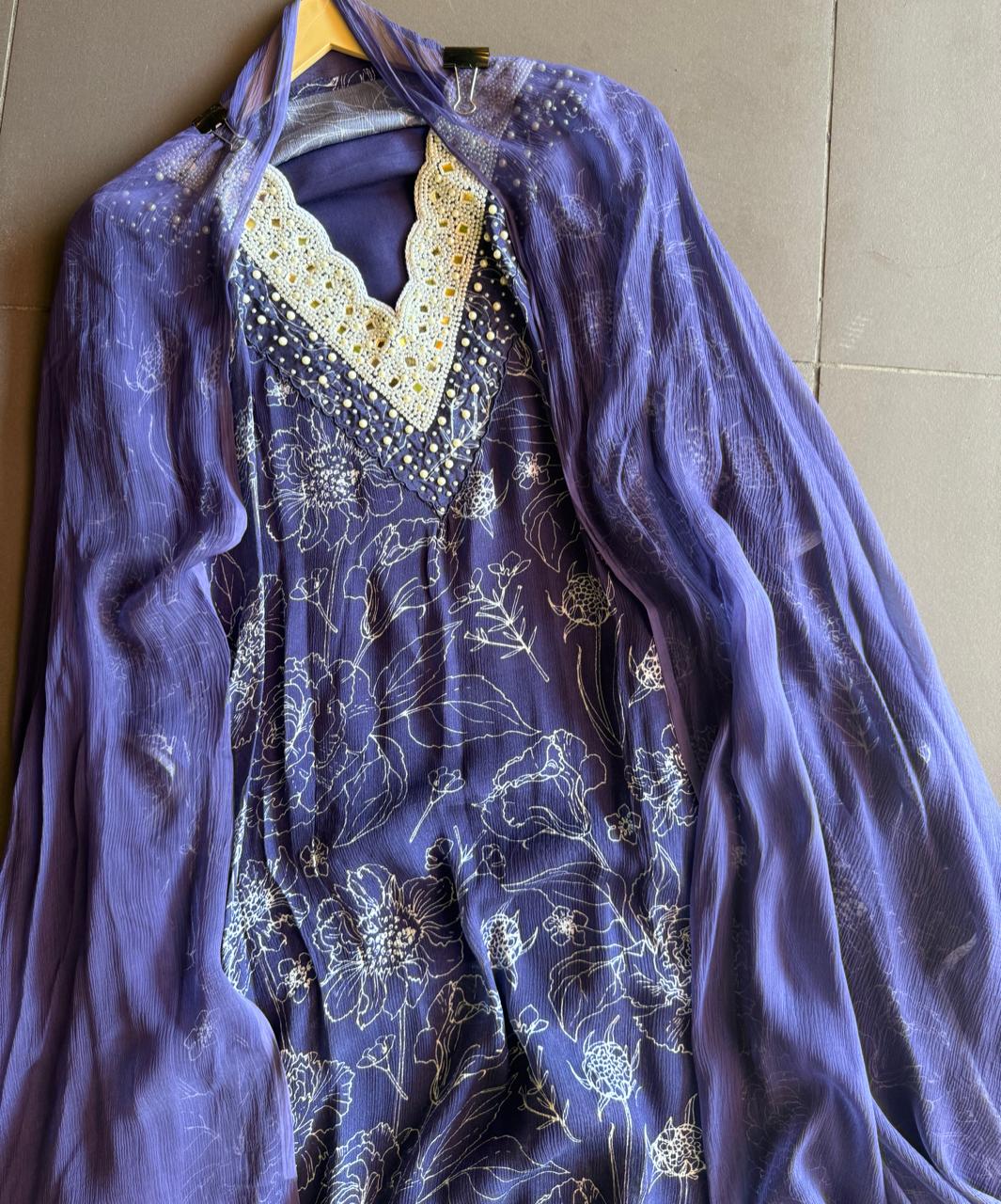 Pure digital printed chinon suits