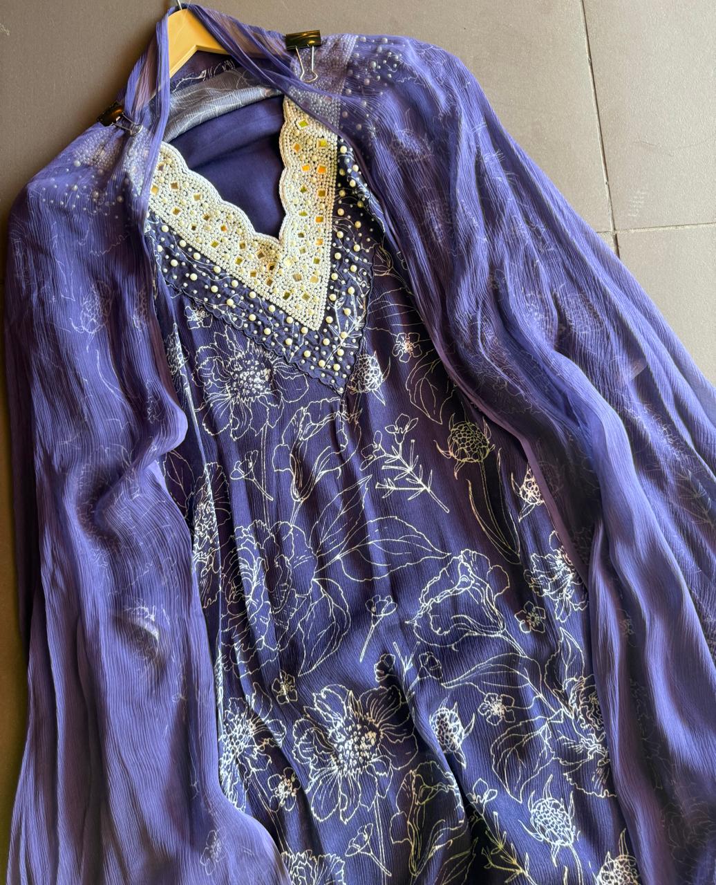 Pure digital printed chinon suits