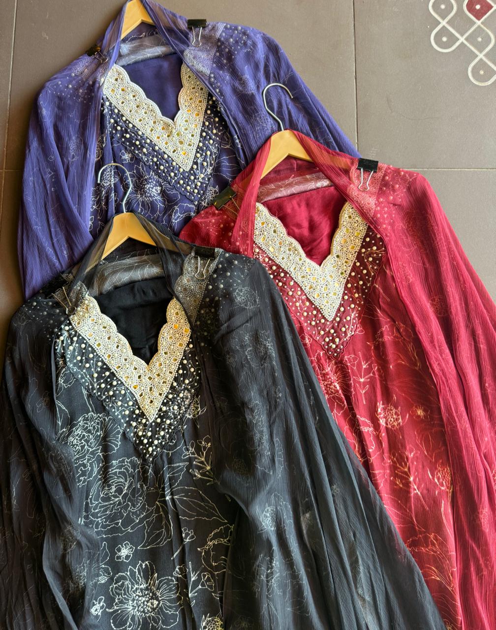 Pure digital printed chinon suits