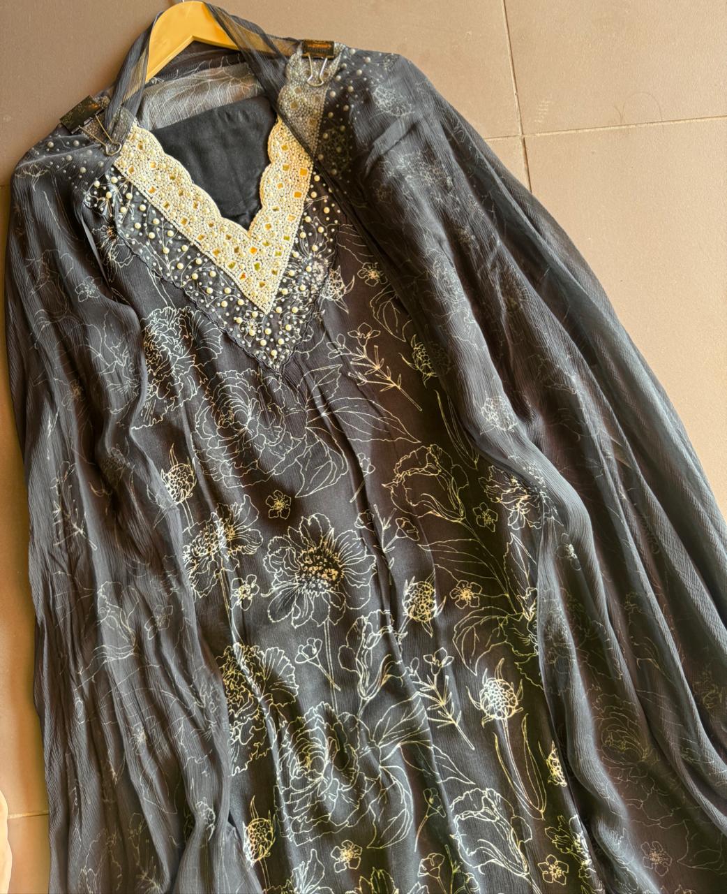 Pure digital printed chinon suits