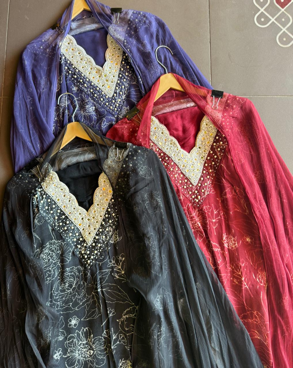 Pure digital printed chinon suits