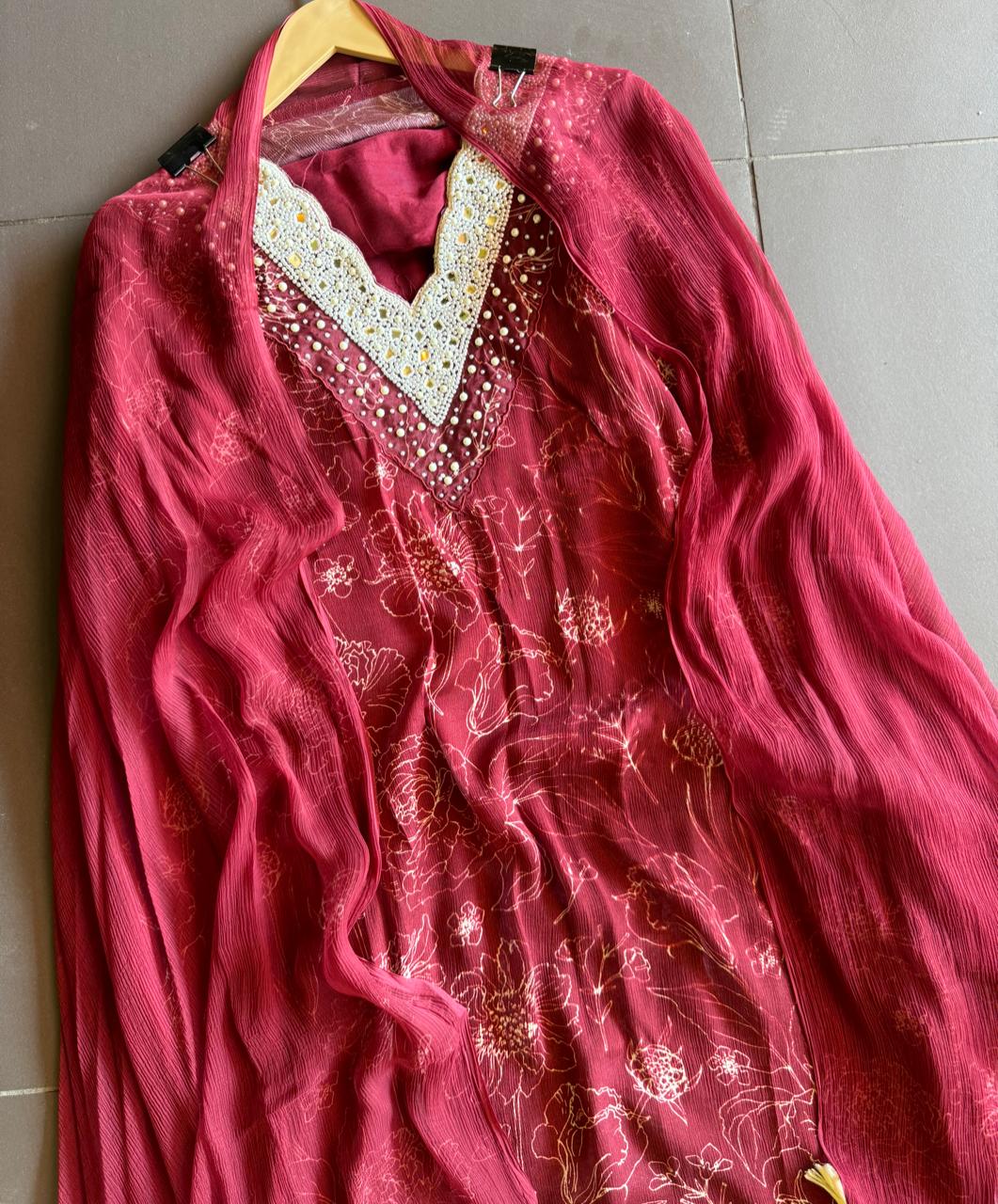 Pure digital printed chinon suits