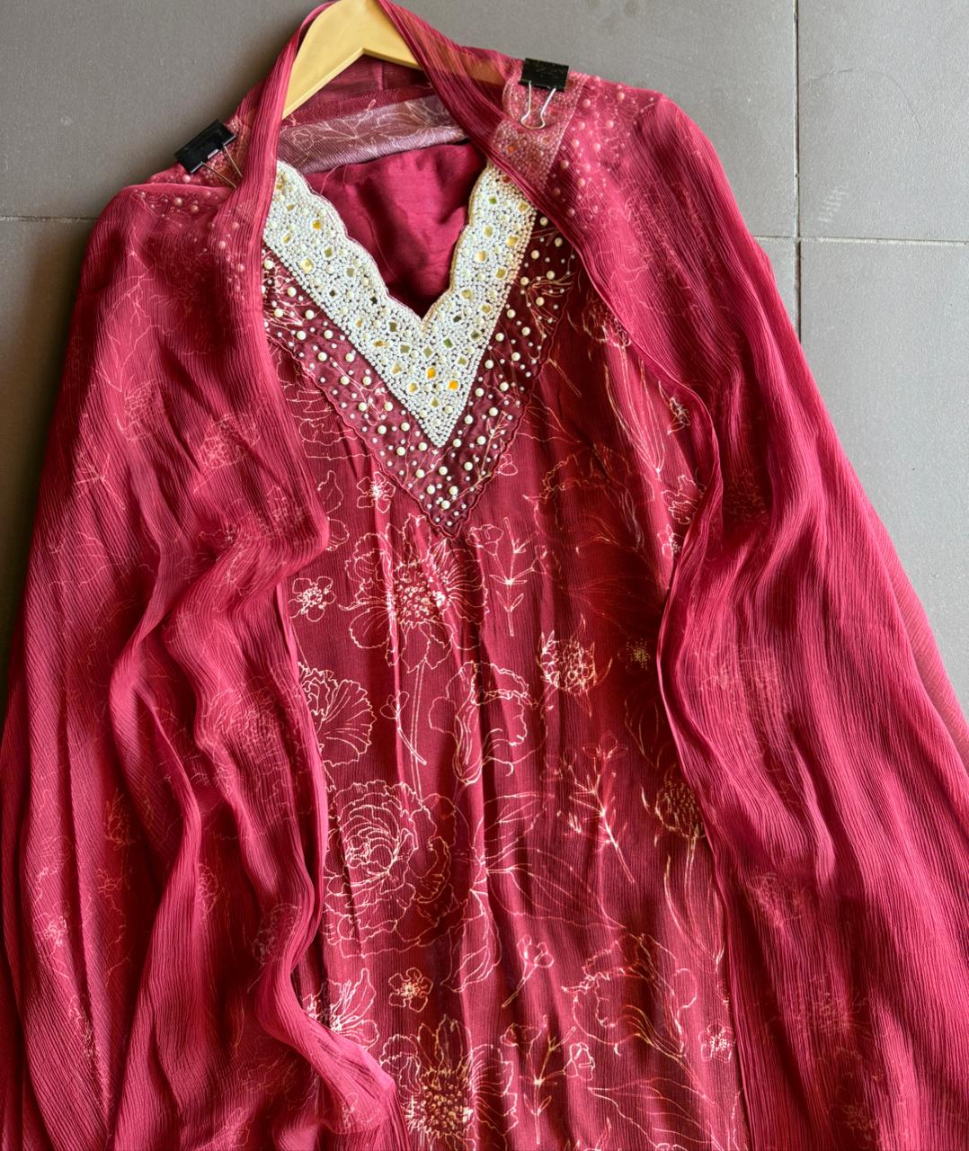 Pure digital printed chinon suits