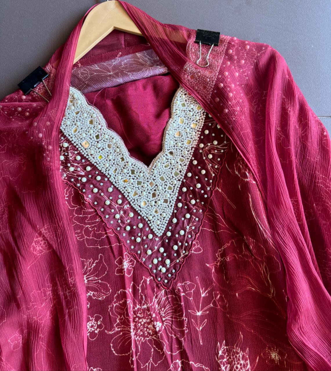 Pure digital printed chinon suits