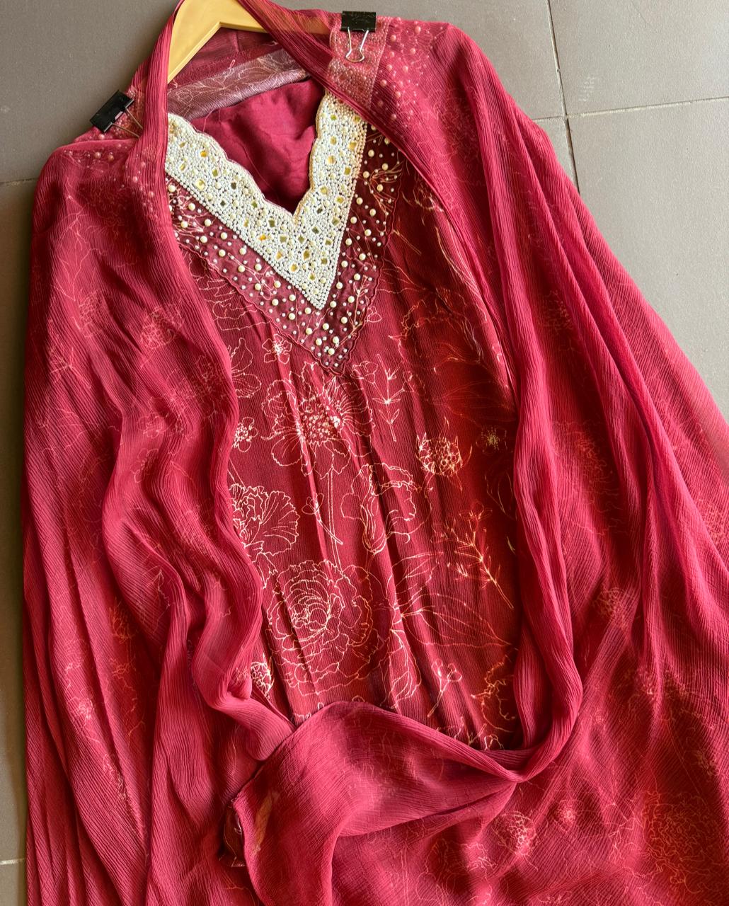 Pure digital printed chinon suits