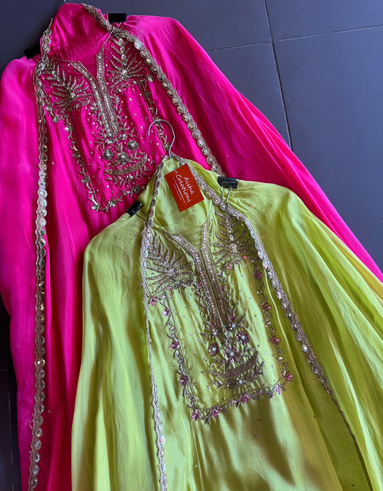 Pure silk Suit with simple shirt with beautiful original zardosi
