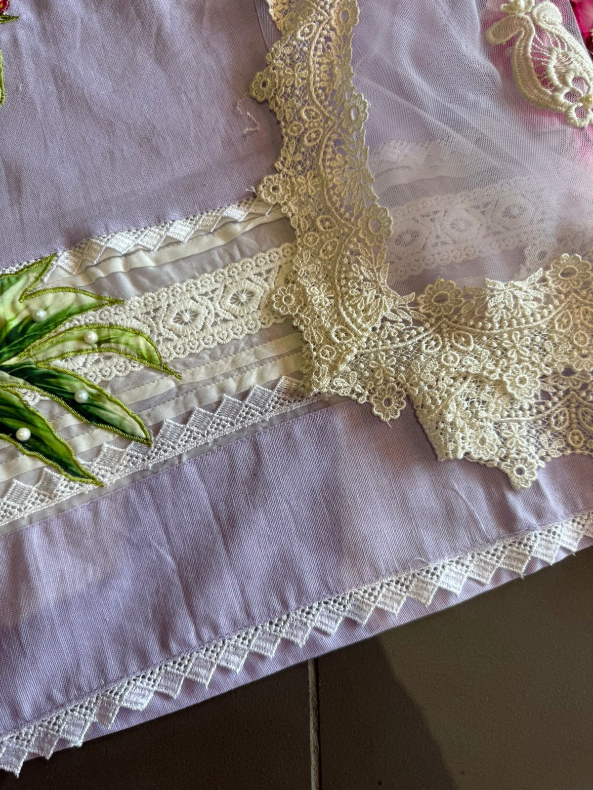 Pure cotton linen shirt with beautiful crochet lace detailings