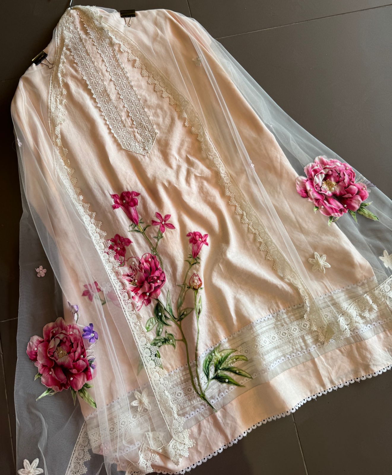 Pure cotton linen shirt with beautiful crochet lace detailings