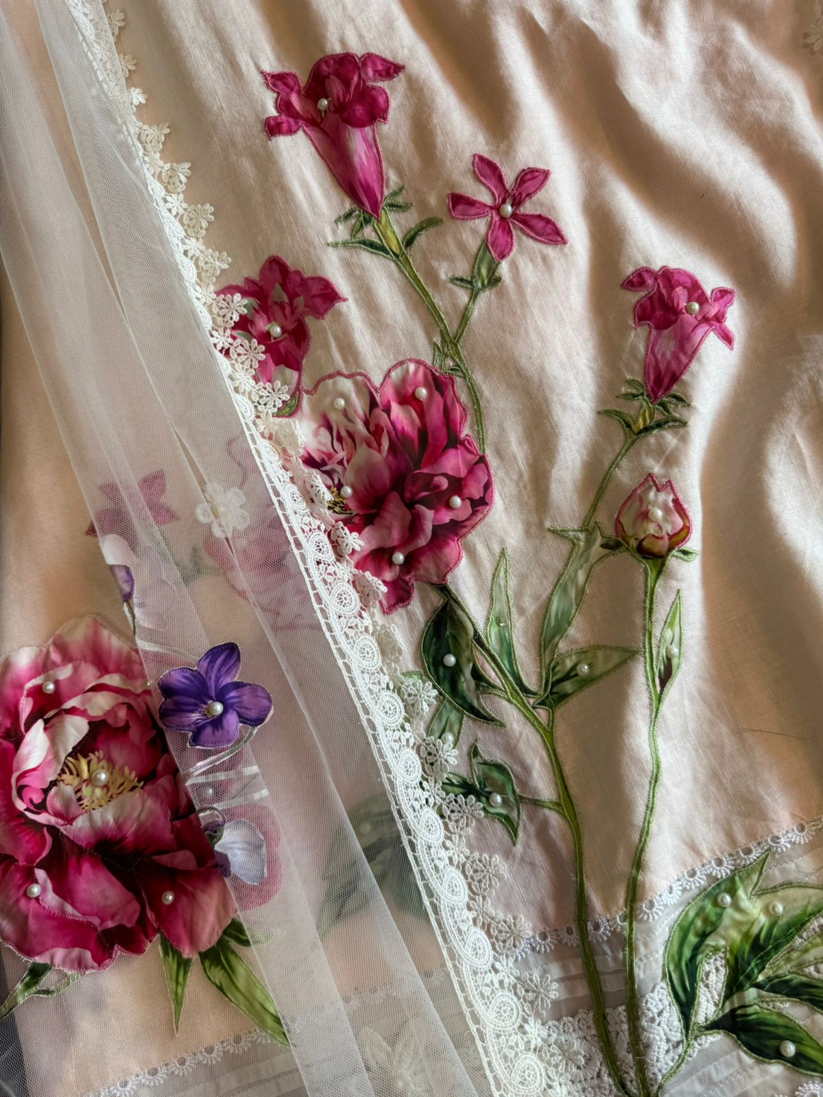 Pure cotton linen shirt with beautiful crochet lace detailings