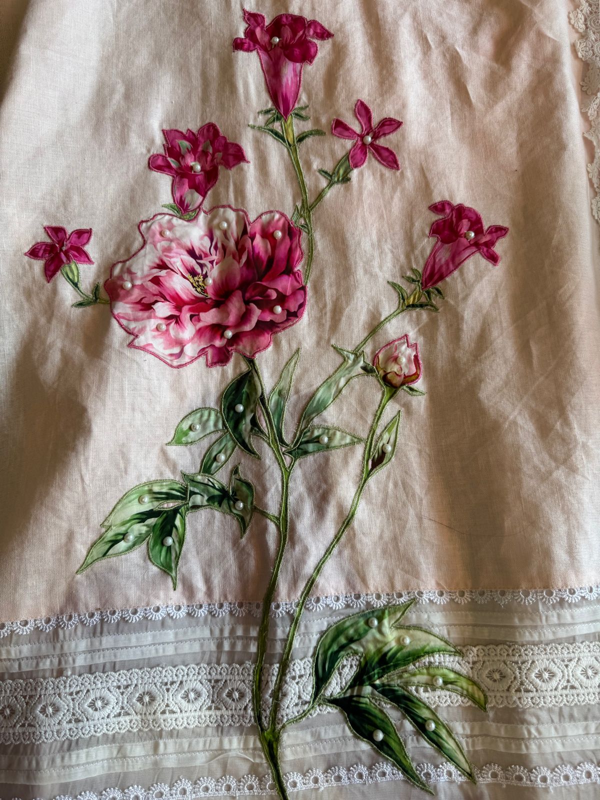 Pure cotton linen shirt with beautiful crochet lace detailings