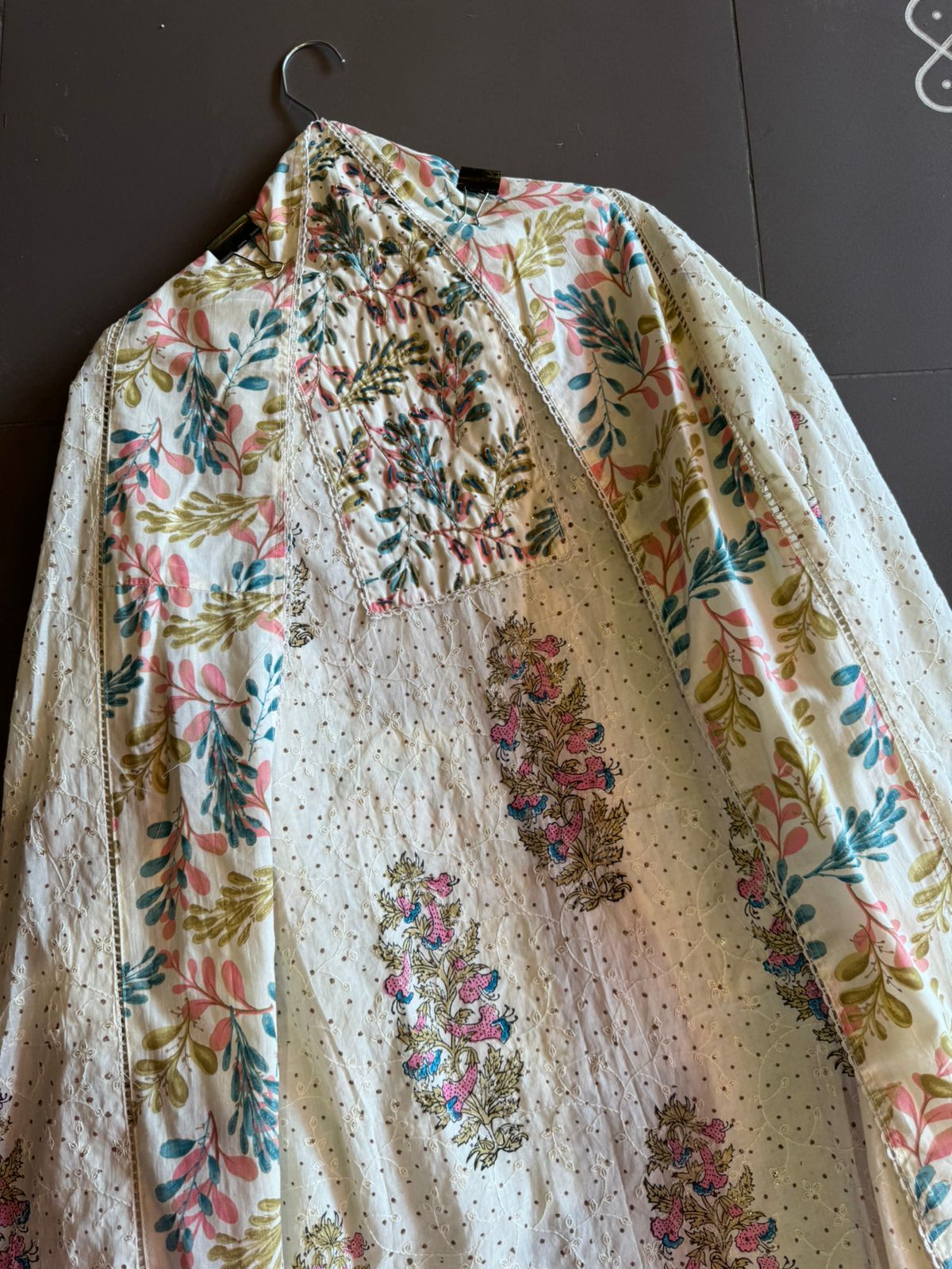 Pure cotton embroidered weaved shirt with digital printing