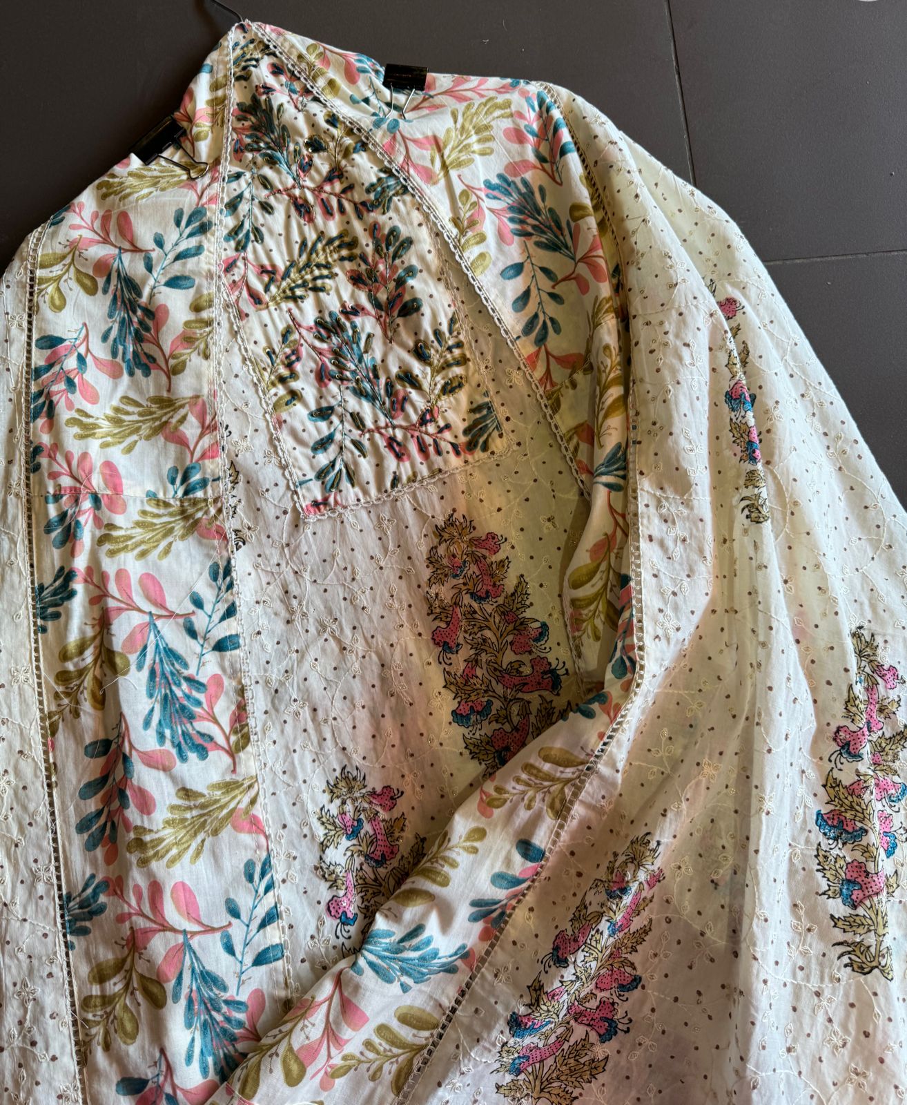 Pure cotton embroidered weaved shirt with digital printing