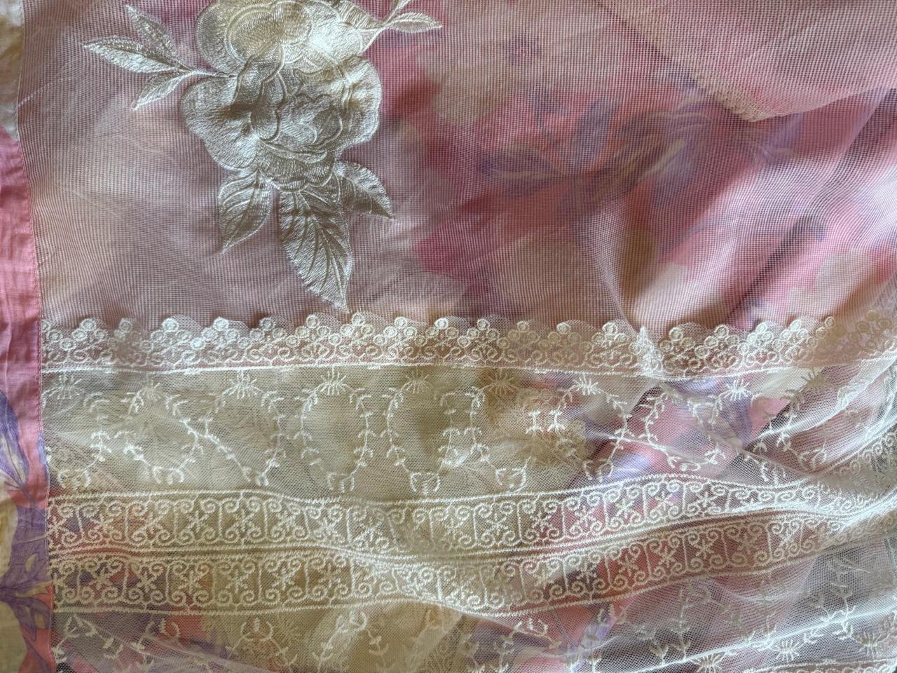 Pure cotton digital printed shirt with very beautiful lavework done on the neckline with latkans