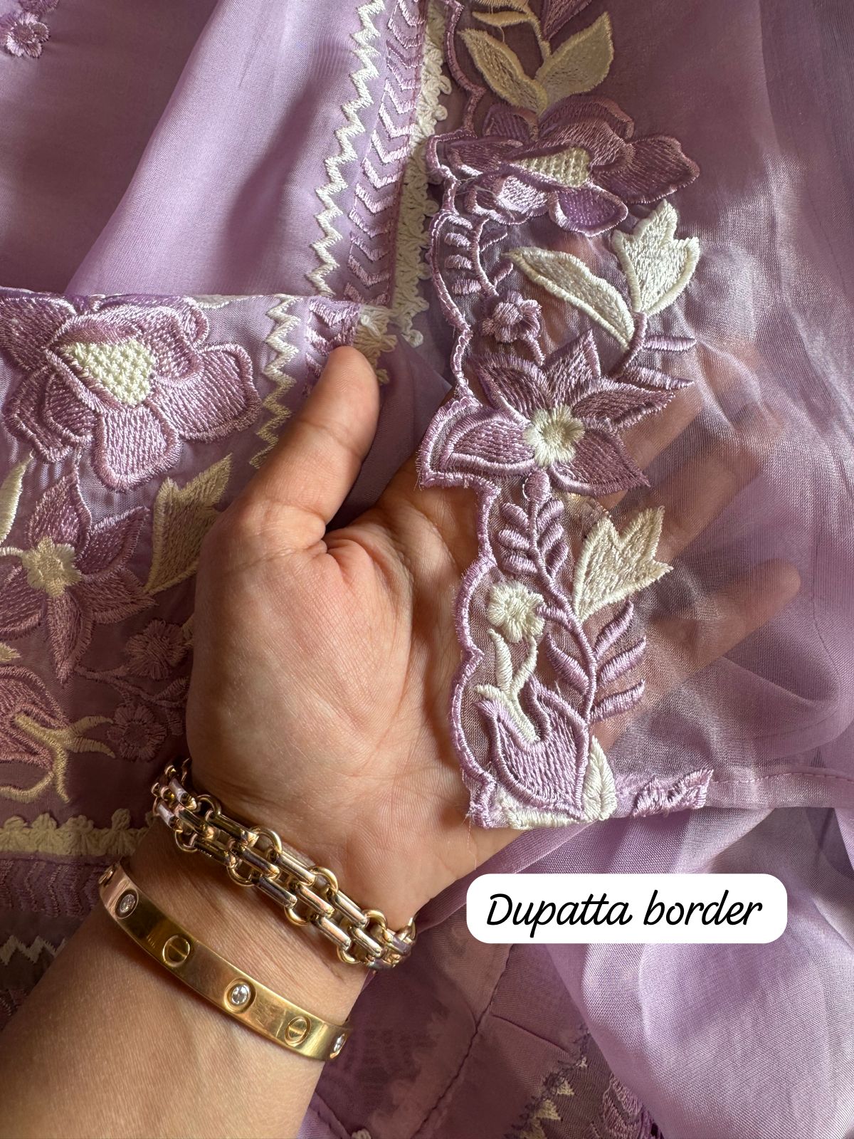 Soft organza shirt semi stitched with beautiful floral thread embroidery concept on the necklin