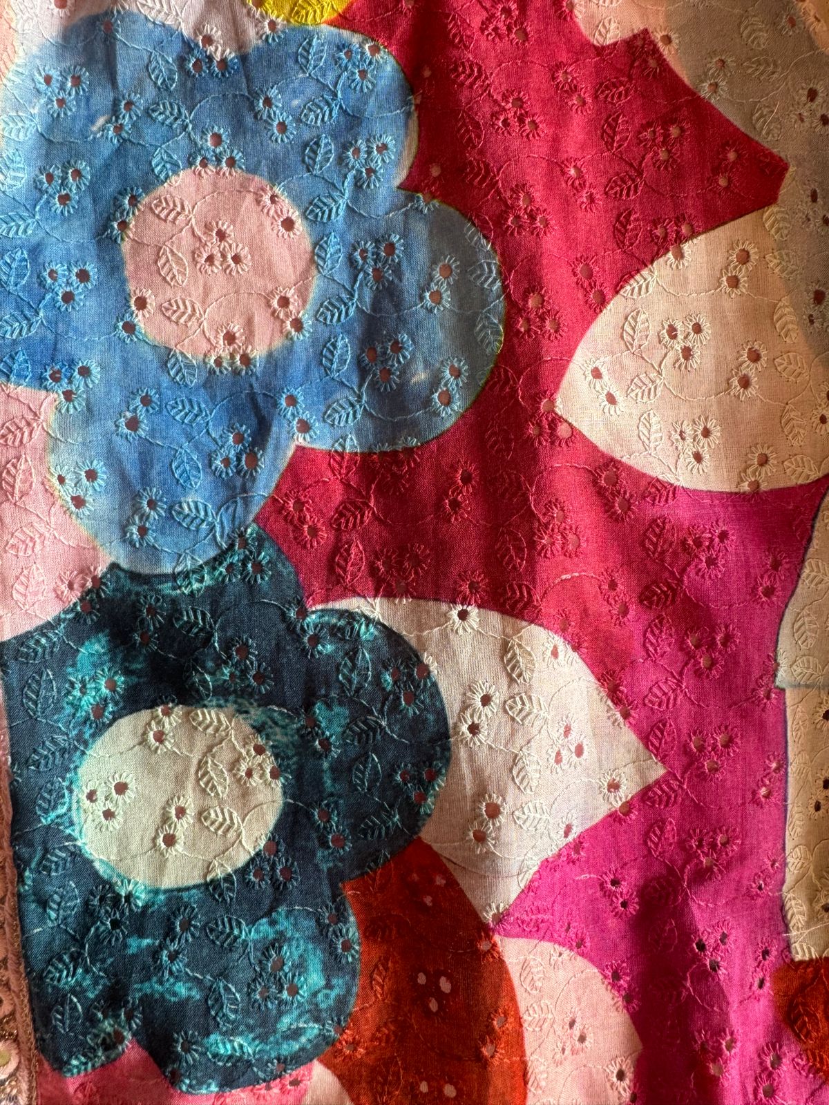 Cotton chicken coloured digital printed shirt with very beautiful lace