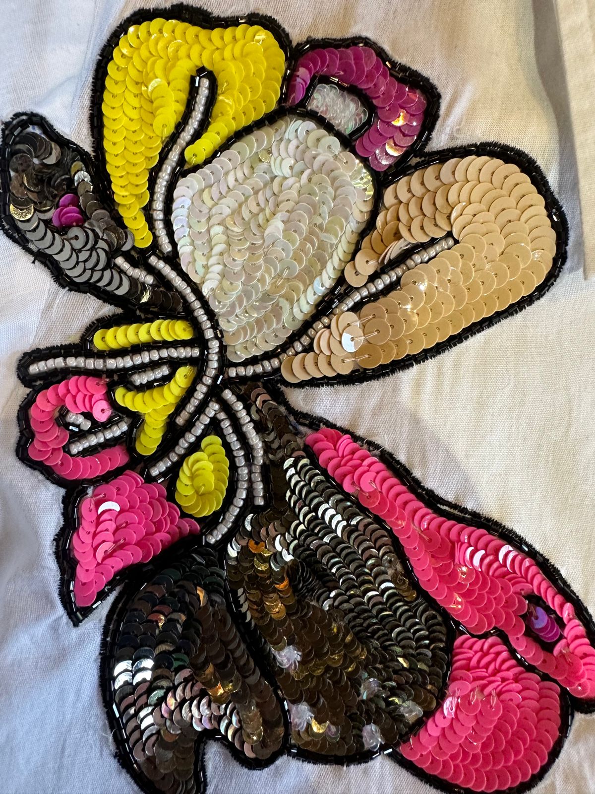 Pure cotton shirt with patchwork on the neck area ,colourful sequence