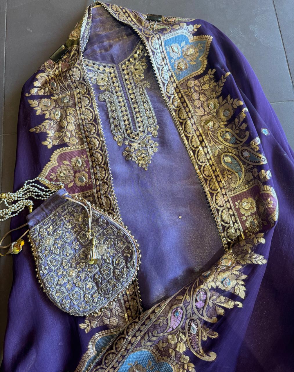 Beautiful shimmery tissue shirt unstitched full in size