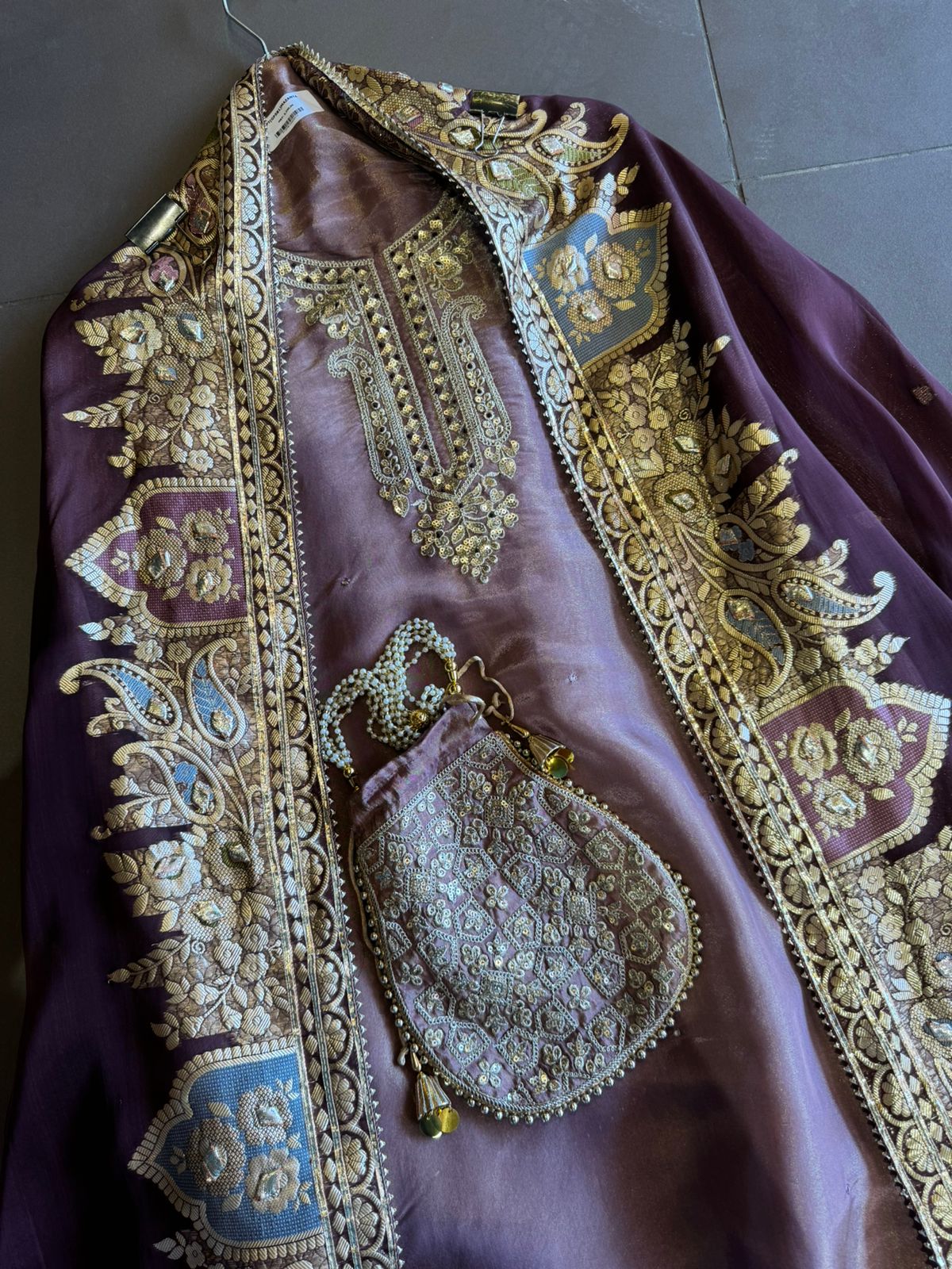 Beautiful shimmery tissue shirt unstitched full in size