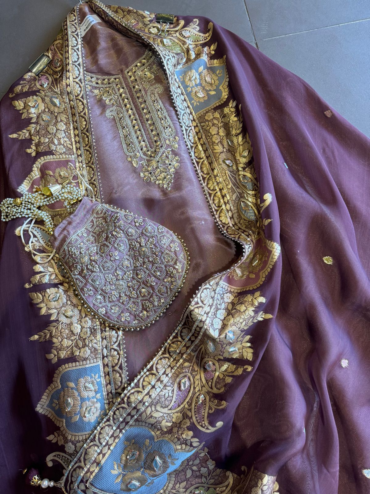 Beautiful shimmery tissue shirt unstitched full in size