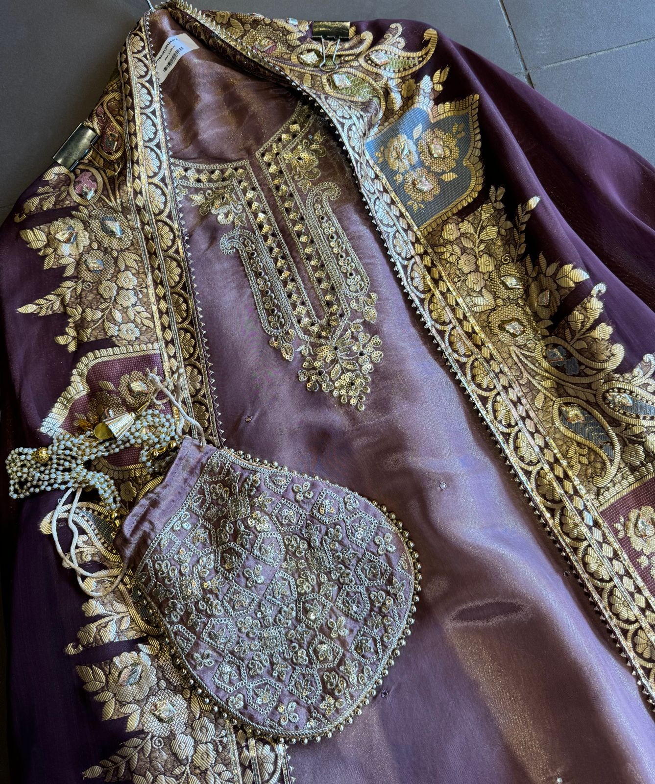 Beautiful shimmery tissue shirt unstitched full in size